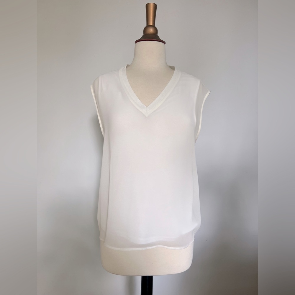 Zara Woman white sleeveless layered translucent Top XS